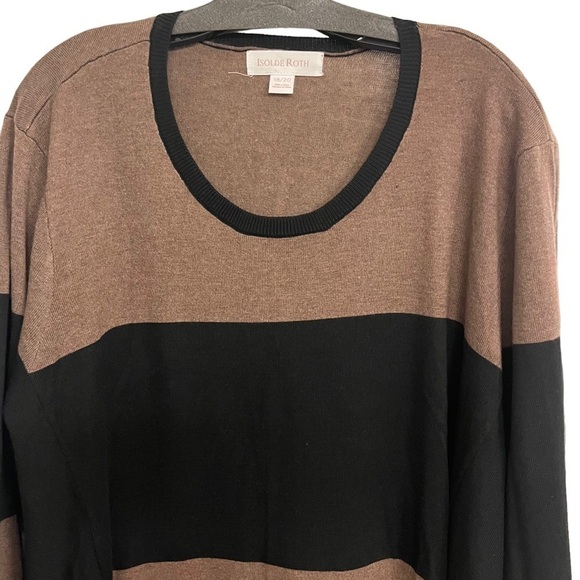 Isolede Roth Brown & Black Colorblock Sharkbite Hem Tunic Sweater Sz 18/20 - Picture 4 of 10